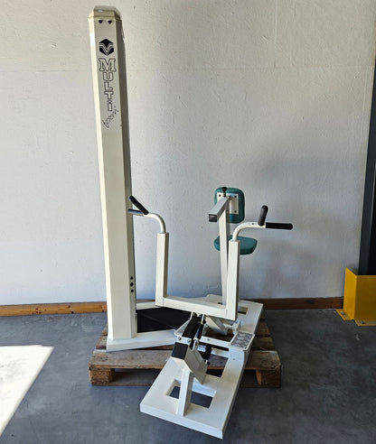 Multi-Form Galaxy, rowing with chest support, row, lat row, frame color white, used with signs of wear