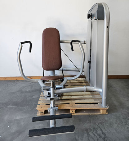 Proxowell or Proxomed bench press machine, chest press, 100kg weight block, Compass or C-Well series, frame color silver, used - refurbished condition