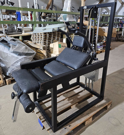L+K Bauchmaschine, Abdominal Crunch, Oldschool Bodybuilding Kraftgerät, Rahmen Schwarz, gebraucht mit Gebrauchsspuren