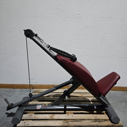 Plate-loaded abdominal machine, abdominal bench, sit-up ab crunch bench, T 500 crunch chair, Teuwsen Sports Equipment, frame color anthracite, used - reconditioned condition