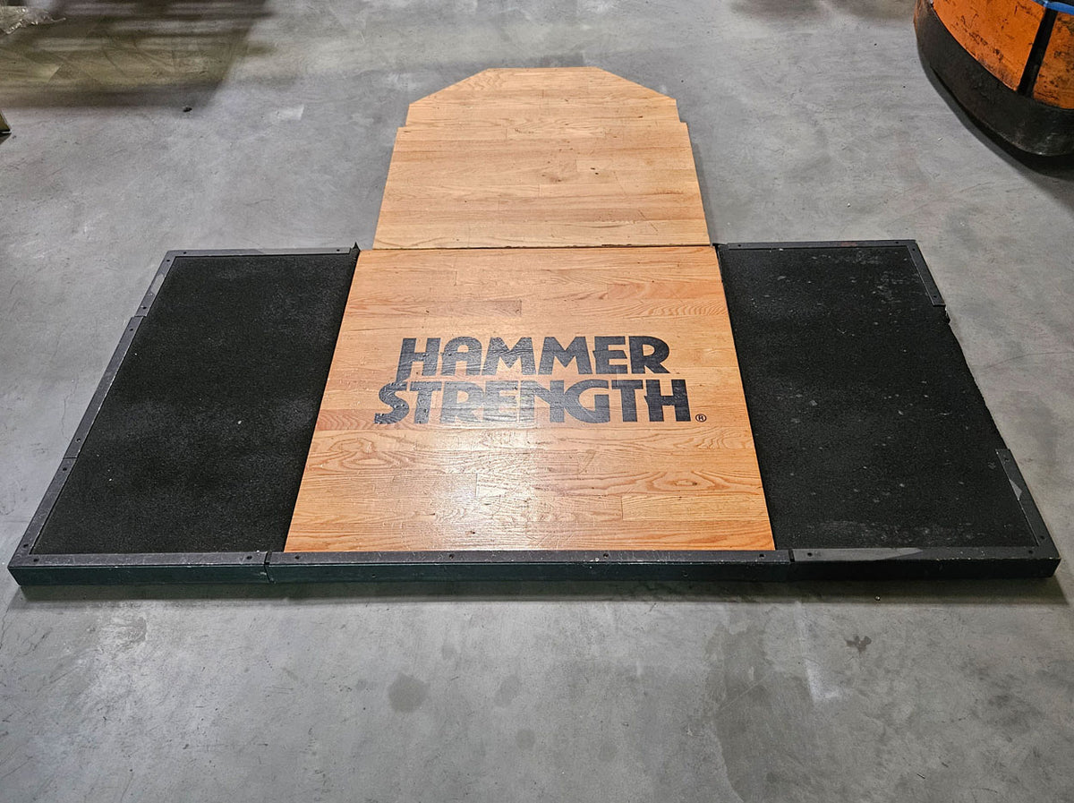 Hammer Strength HD Elite Half Rack mit Holzboden und Pull Up Bar, Rahmenfarbe Schwarz, gebraucht - überholter Zustand
