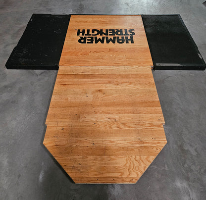 Hammer Strength HD Elite Half Rack mit Holzboden und Pull Up Bar, Rahmenfarbe Schwarz, gebraucht - überholter Zustand