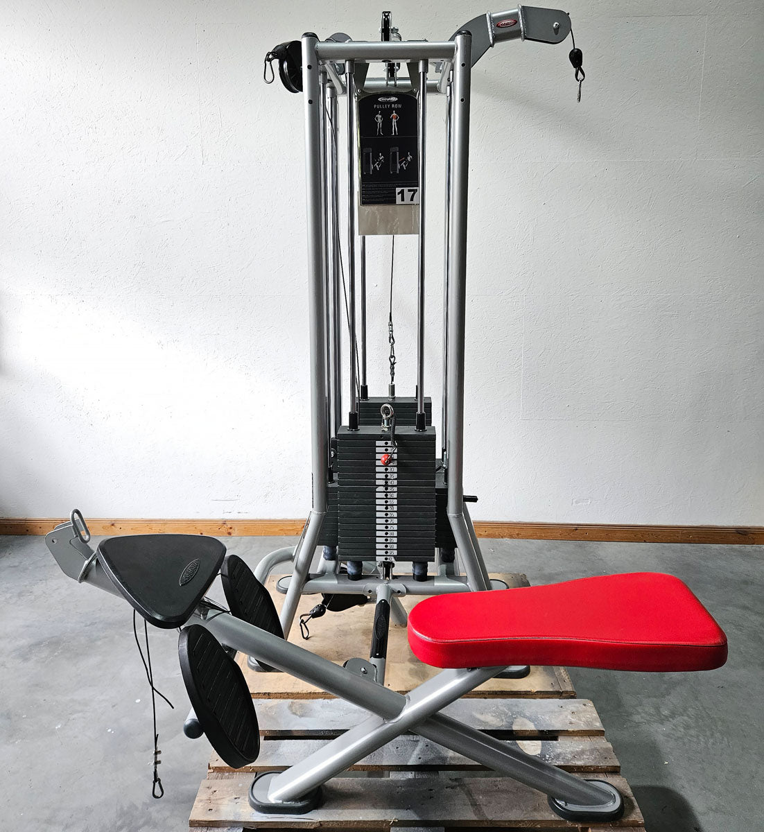 Panatta 5 Station Tower with Cable Crossover - Jungle Machine + Cable Station with Connection Bar - 5 Stack Multi Function Tower, frame color silver, used - tested condition