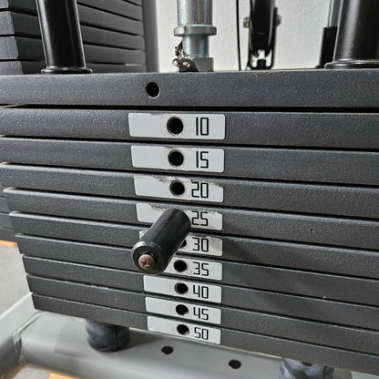 Panatta 5 Station Tower with Cable Crossover - Jungle Machine + Cable Station with Connection Bar - 5 Stack Multi Function Tower, frame color silver, used - tested condition