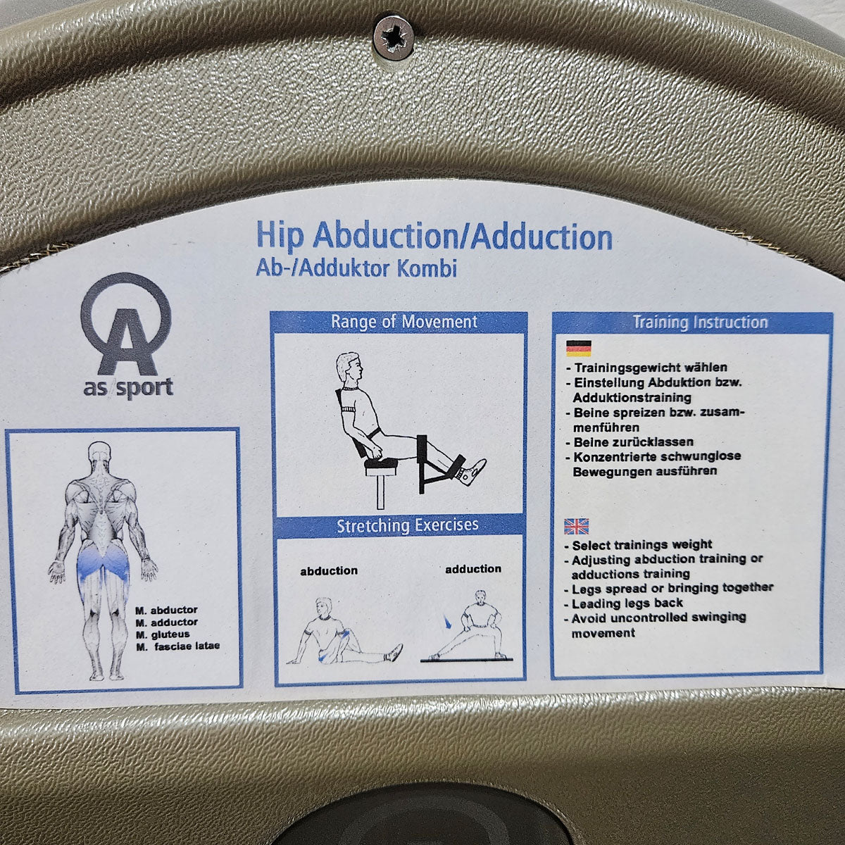 Proxomed / AS, Adduktoren und Abduktoren Kombimaschine, 2 in 1, gebraucht - überholter Zustand