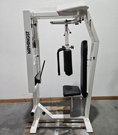 Kaphingst Haltungs und Bruststabilisator, Butterfly und Butterfly Reverse - 2 in 1 Kombimaschine, MPG, Fly and Rear Delt, Farbe Weiß, gebraucht - überholter Zustand