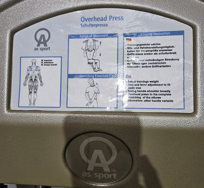 AS Sport or Proxowell shoulder press, shoulder press, overhead press, frame color silver, used - overhauled condition