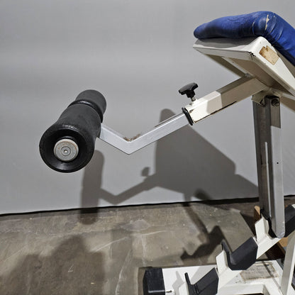 Panatta Hantelbank 3 in 1, Flachdrückerbank, Negativdrückerbank und Bauchbank in einem Gerät, Bankdrücken Fantastic, Oldschool Bodybuilding, Rahmenfarbe Weiß, gebraucht mit Gebrauchsspuren