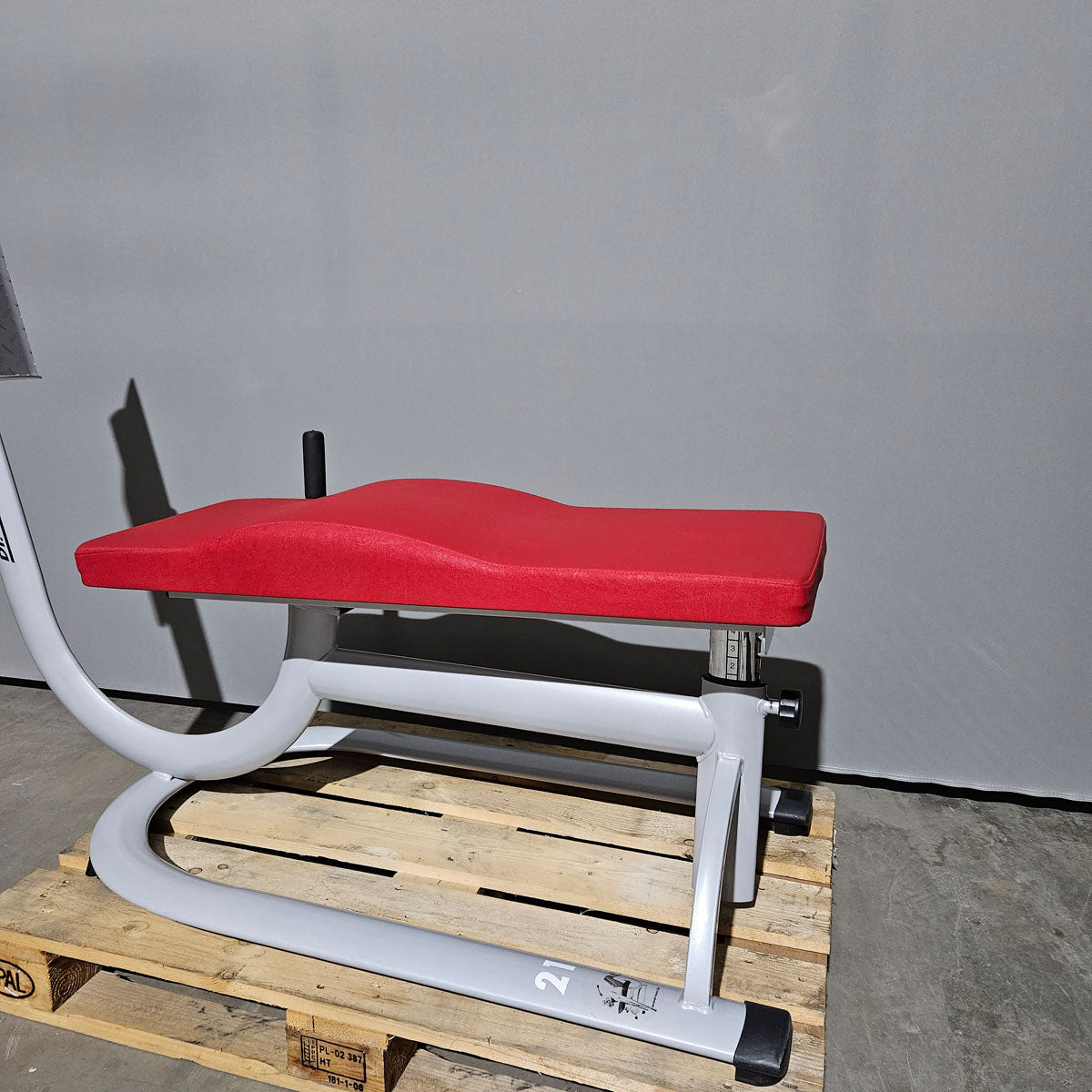 Dr. Wolff Abdominal-Trainer 336, Bauchbank, Rahmenfarbe Silber, Polster Rot, gebrauchter - überholter Zustand