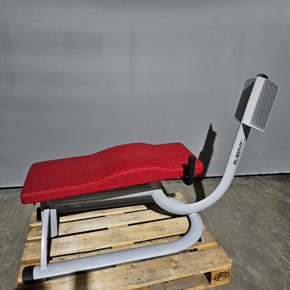 Dr. Wolff Abdominal-Trainer 336, Bauchbank, Rahmenfarbe Silber, Polster Rot, gebrauchter - überholter Zustand