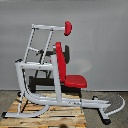 Dr. Wolff Cervex 506, HWS Hals-Nacken Trainer, Rahmenfarbe Silber, Polster Rot, gebrauchter - überholter Zustand