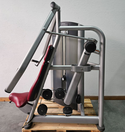 Life Fitness Bench Press, Chest Press, Chest Press, Bench Press Machine, 145 kg Weight Block, Signature Series, Frame Color Silver, Used - Refurbished Condition