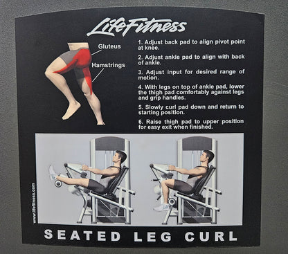 Life Fitness Beinbeuger sitzend, Leg Curl, Signature Serie, 135kg Gewichtsblock, Rahmenfarbe Silber, gebraucht - überholter Zustand