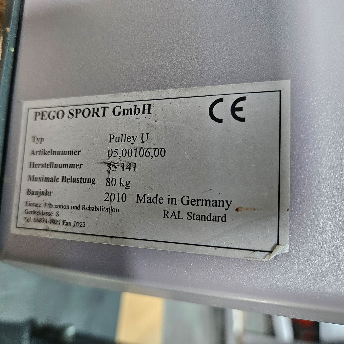 Pego Sport Pulley U, vertical pulley - universal pulley 80 kg (wall model) cable pulley for physio and rehab, Made in Germany - used - refurbished condition