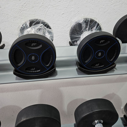 Matrix bzw Franziski Sport PU Polyurethan Kurzhantelsatz von 2 bis 20kg in 2kg Stufen ( 10 Paare ) Farbe Schwarz-Blau, inkl. Matrix Kurzhantelablage (sehr stabil), gebraucht - sehr guter Zustand