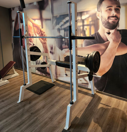 Gym80 multi-press guided, Smith Machine, 50mm disc mount, frame color white, used - tested condition
