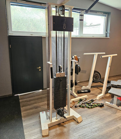 Gym80 - 2x cable pull, cable crossover, cable pull from top and bottom, old school bodybuilding, frame color white, used - tested condition with signs of wear