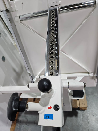 MKB Keller functional press, leg press adjustable sitting - lying, tilting gyroscope, 180kg weight block, color white, used - refurbished condition
