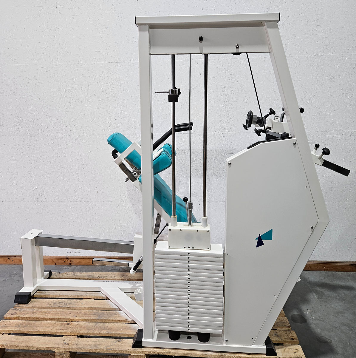 MKB Keller functional press, leg press adjustable sitting - lying, tilting gyroscope, 180kg weight block, color white, used - refurbished condition