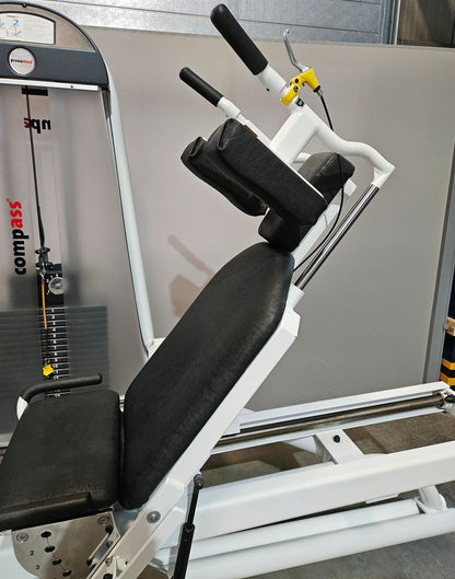 Proxomed Funktionsstemme Compass 530, Beinpresse verstellbar, MPG, Reha, Rahmenfarbe Weiß, Polster Schwarz, gebraucht - überholter Zustand
