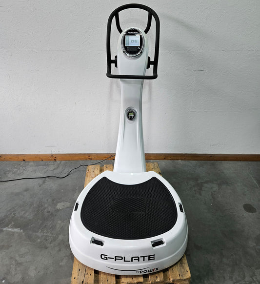 G-Plate by POWRX, Vibrationsplatte mit Luftfederung, Touchscreen Display, Farbe Weiß, gebraucht - geprüfter Zustand