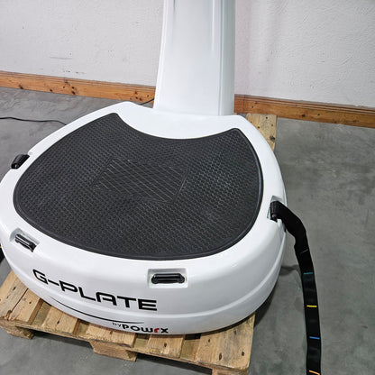 G-Plate by POWRX, vibration plate with air suspension, touchscreen display, color white, used - tested condition