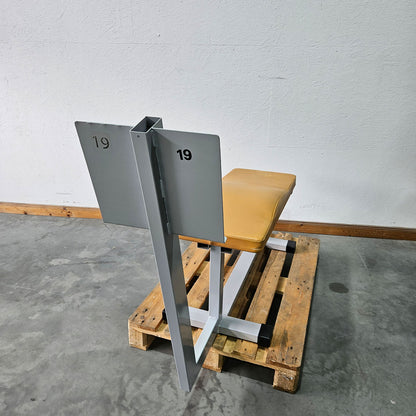 Dr. Wolff Abdominal-Trainer 335, Bauchbank mit Fußstütze, Rahmenfarbe Silber, Polsterfarbe Orange, gebraucht - überholter Zustand