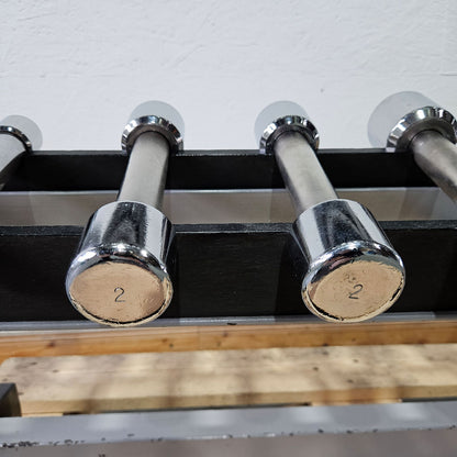 Technogym Chrom Hantelsatz Paare 1-10kg, 10 Paare inkl. Ständer, Rahmenfarbe Silber, gebraucht mit Gebrauchsspuren