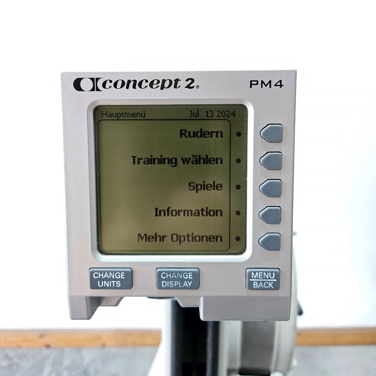 Concept2 rowing machine Model E with PM4 monitor - identical to RowErg with high legs, color light gray, used - tested condition