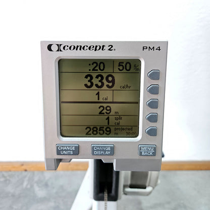 Concept2 rowing machine Model E with PM4 monitor - identical to RowErg with high legs, color light gray, used - tested condition
