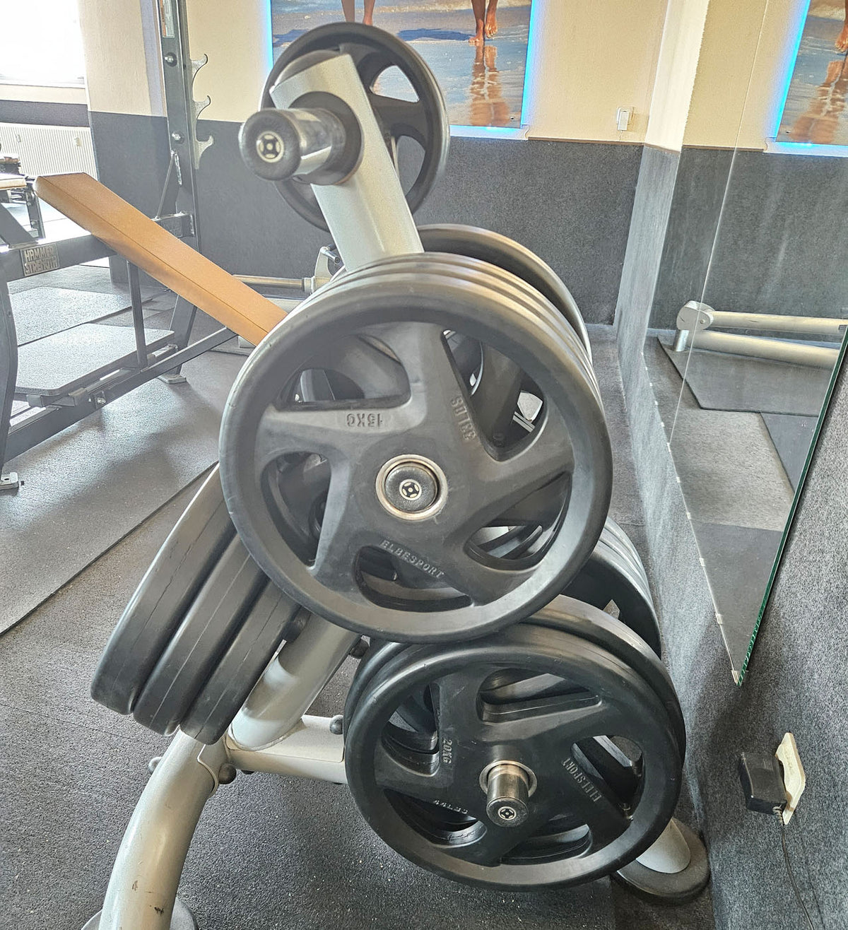 Elbesport Olympia Hantelscheiben V5, Gummi, 1722kg gesamt, 138 Stück gummierte Gripper, Farbe Schwarz, gebraucht - relativ guter Zustand - optische Gebrauchsspuren