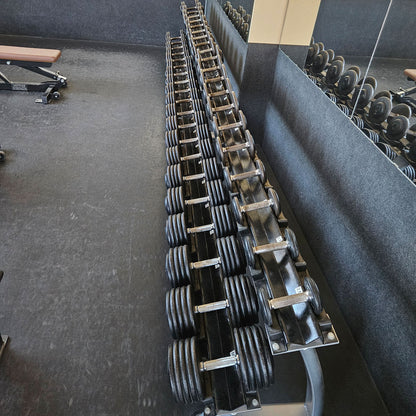 ElbeSport cast iron dumbbell set from 2.5 to 60 kg in 2.5 kg increments (24 pairs) Oldschool, INCLUDING dumbbell racks, used - with signs of wear