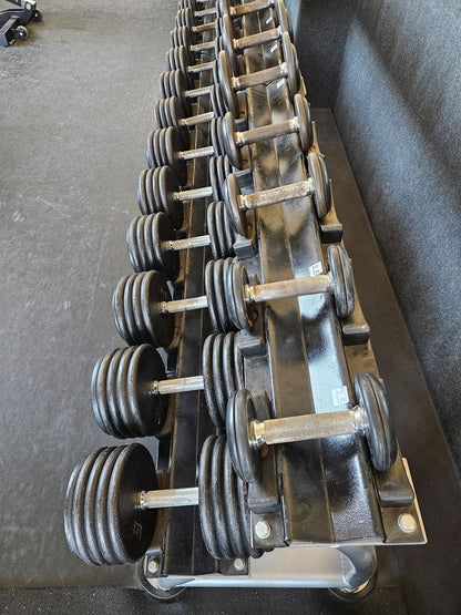 ElbeSport cast iron dumbbell set from 2.5 to 60 kg in 2.5 kg increments (24 pairs) Oldschool, INCLUDING dumbbell racks, used - with signs of wear