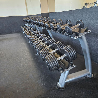 ElbeSport cast iron dumbbell set from 2.5 to 60 kg in 2.5 kg increments (24 pairs) Oldschool, INCLUDING dumbbell racks, used - with signs of wear