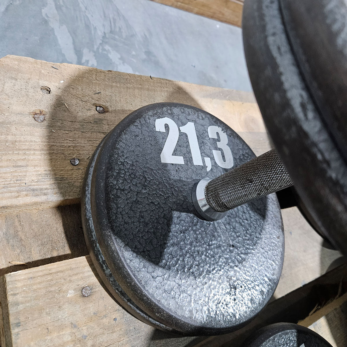 6 Kurzhanteln Paare aus Guss, 340kg gesamt, verschiedene Größen, Casall Sweden, Hammerschlag, gebraucht mit Gebrauchsspuren