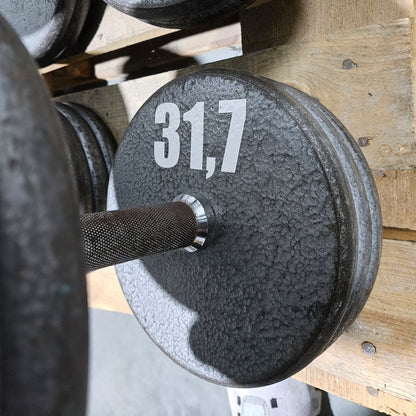 6 Kurzhanteln Paare aus Guss, 340kg gesamt, verschiedene Größen, Casall Sweden, Hammerschlag, gebraucht mit Gebrauchsspuren