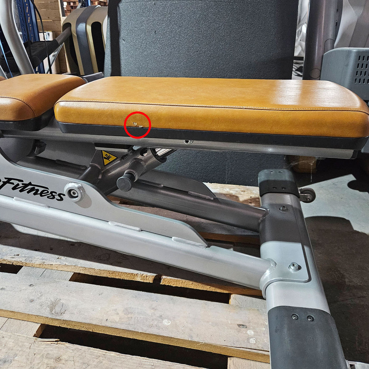Life Fitness Multi-Adjustable Bench SMAB, Signature Series, frame color silver, upholstery color orange, used - refurbished condition
