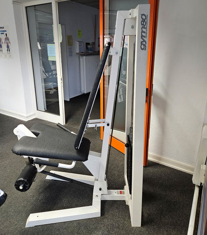 Gym80 Beinstrecker sitzend, Leg Extension, Oldschool Bodybuilding Kraftgerät - Edition oder Classic Line, Rahmenfarbe Weiß, gebraucht mit Gebrauchsspuren