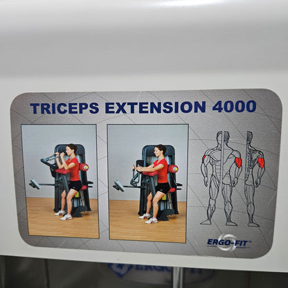 Ergo-Fit Trizepsmaschine horizontal, Triceps Extension, Armstrecker, 4000 Serie, Rahmenfarbe Weiß, gebraucht - überholter Zustand