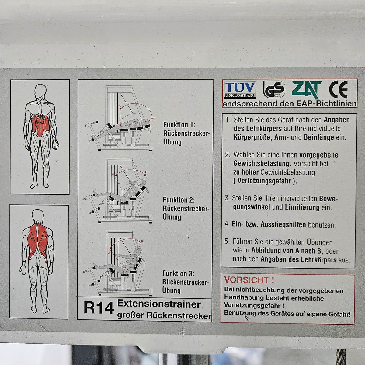 MKB Keller R14 Extensionstrainer, großer Rückenstrecker, sehr variabel einstellbar, Lower Back Machine, Hyperextension, Farbe Weiß, gebraucht - überholter Zustand