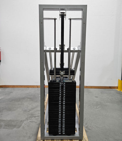 HBP Beinpresse 45° Grad, Leg Press, riesiger 300kg Gewichtsblock + extra Scheibenaufnahme, Bodybuilding Kraftgerät - Rahmenfarbe Silber, gebraucht - geprüfter Zustand
