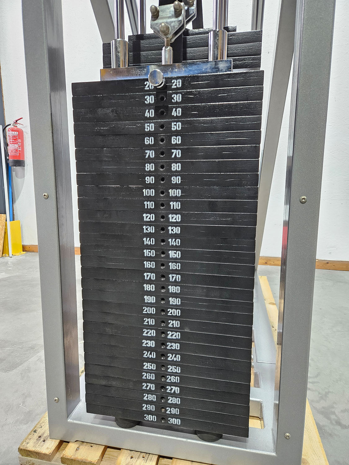 HBP Beinpresse 45° Grad, Leg Press, riesiger 300kg Gewichtsblock + extra Scheibenaufnahme, Bodybuilding Kraftgerät - Rahmenfarbe Silber, gebraucht - geprüfter Zustand