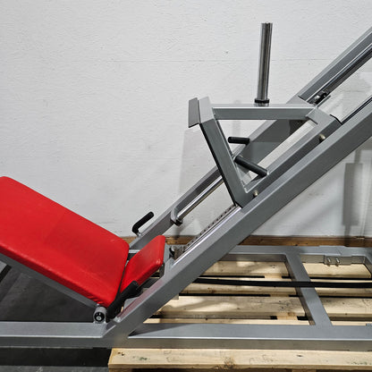 HBP Beinpresse 45° Grad, Leg Press, riesiger 300kg Gewichtsblock + extra Scheibenaufnahme, Bodybuilding Kraftgerät - Rahmenfarbe Silber, gebraucht - geprüfter Zustand