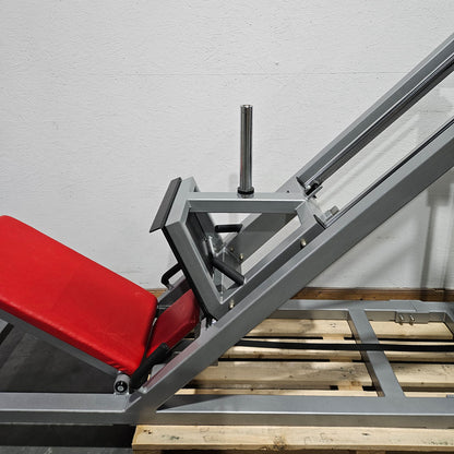 HBP Beinpresse 45° Grad, Leg Press, riesiger 300kg Gewichtsblock + extra Scheibenaufnahme, Bodybuilding Kraftgerät - Rahmenfarbe Silber, gebraucht - geprüfter Zustand