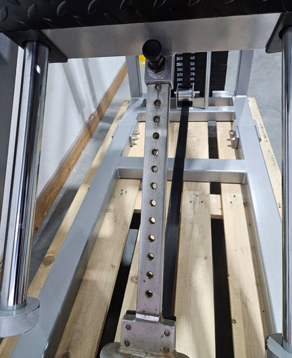 HBP Beinpresse 45° Grad, Leg Press, riesiger 300kg Gewichtsblock + extra Scheibenaufnahme, Bodybuilding Kraftgerät - Rahmenfarbe Silber, gebraucht - geprüfter Zustand