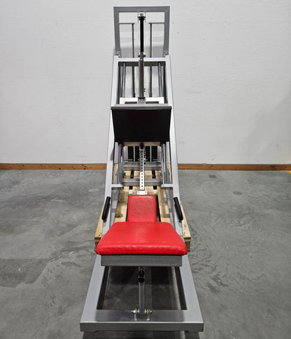 HBP Beinpresse 45° Grad, Leg Press, riesiger 300kg Gewichtsblock + extra Scheibenaufnahme, Bodybuilding Kraftgerät - Rahmenfarbe Silber, gebraucht - geprüfter Zustand
