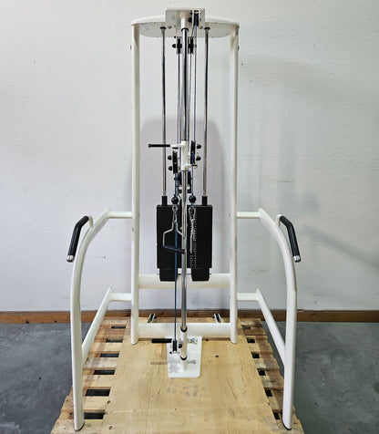 Gym80 Med80 3241 Cable Pull Explosive, height-adjustable cable pull with side handles, explosion pull, freestanding with stand, color white, used - refurbished condition