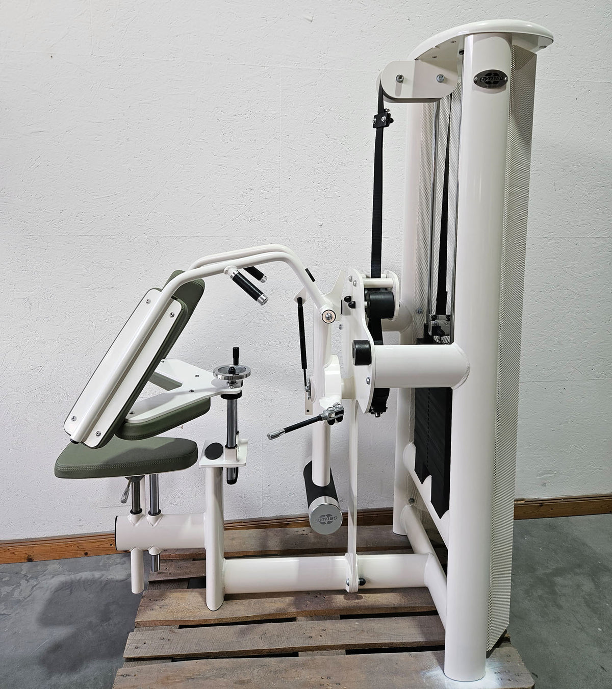 Gym80 Med80 3243 Lateralmaschine mit Trainingsarm, Lateralflexion, Latflex,  Seitneige-Maschine, Farbe Weiß, gebraucht - überholter Zustand