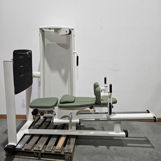 Gym80 Med80 3283 Funktionsstemme sitzend - liegend, Beinpresse verstellbar, Farbe Weiß, gebraucht - überholter Zustand