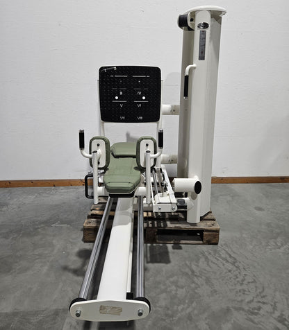 Gym80 Med80 3283 Funktionsstemme sitzend - liegend, Beinpresse verstellbar, Farbe Weiß, gebraucht - überholter Zustand
